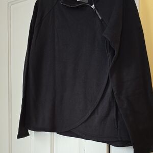 RBX Black Cotton-Blend Pullover with Asymetrical zipper